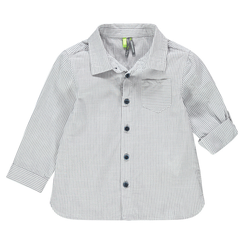 Camisa de manga larga con rayas finas all-over  Additional Camisa de manga larga con rayas finas all-over