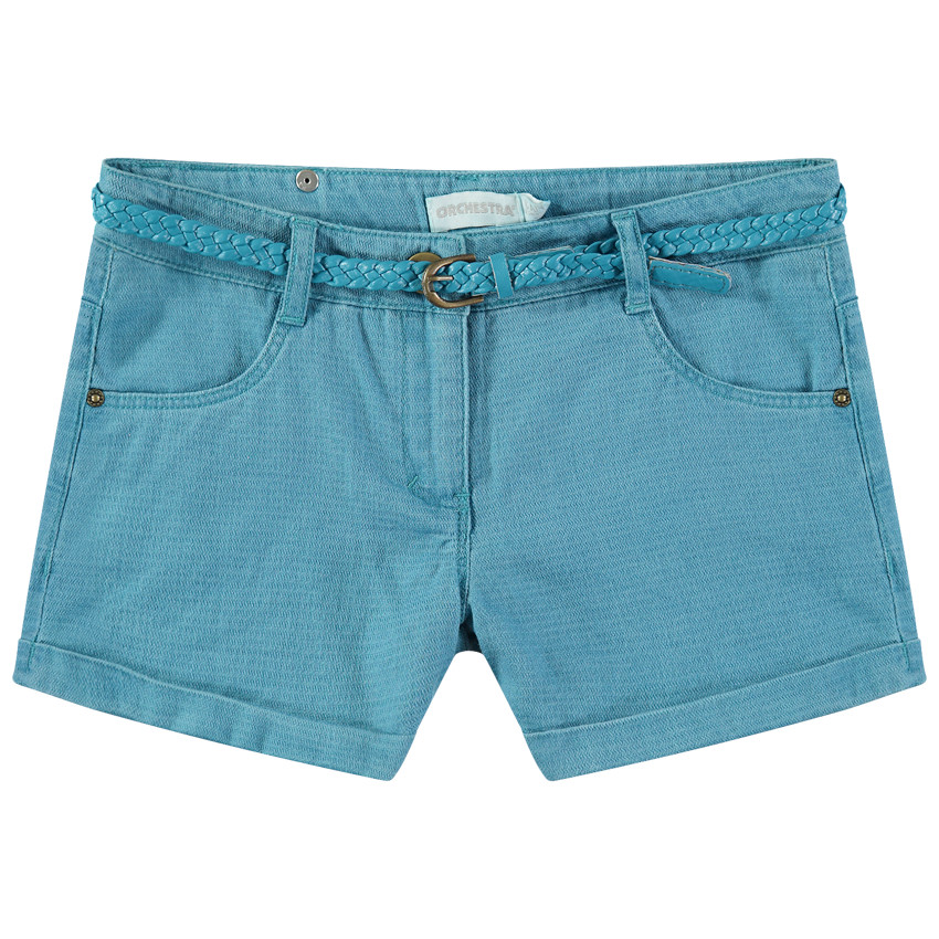 Pantalón teñido de tela de fantasía con cinturón trenzado desmontable 