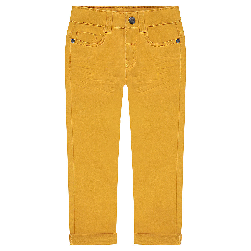 Pantalón con efecto arrugado y bolsillos con inscripción de relieve 