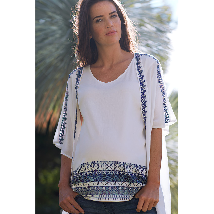 Top de grossesse sans manches avec motif ethnique 