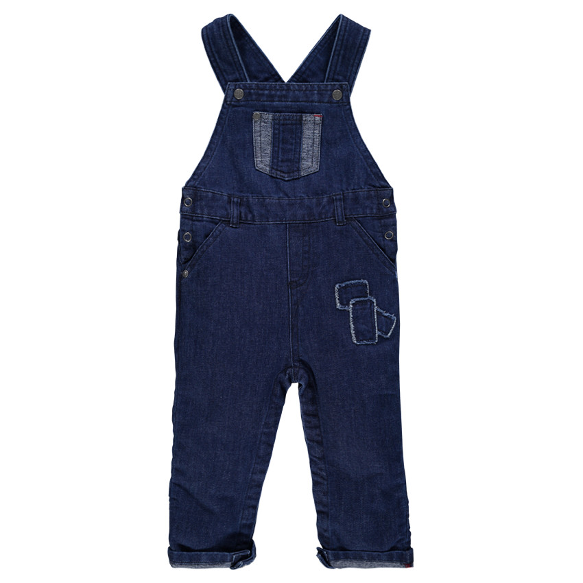 Peto de denim efecto usado con detalles con bolsillos 