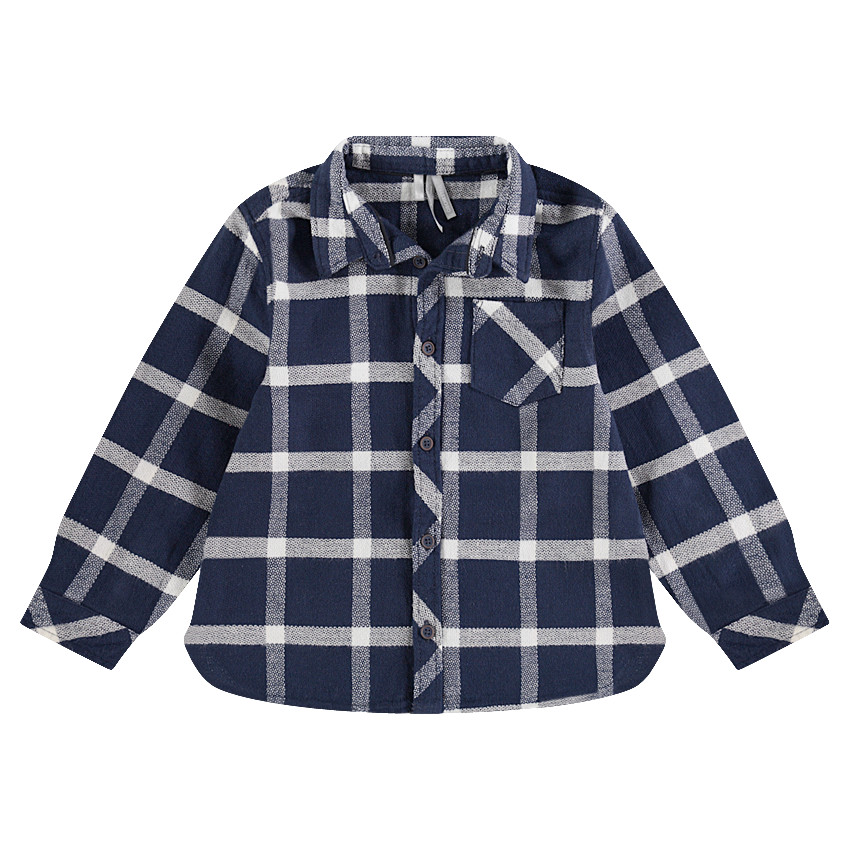Júnior - Camisa de manga larga a cuadros de franela y con bolsillo 