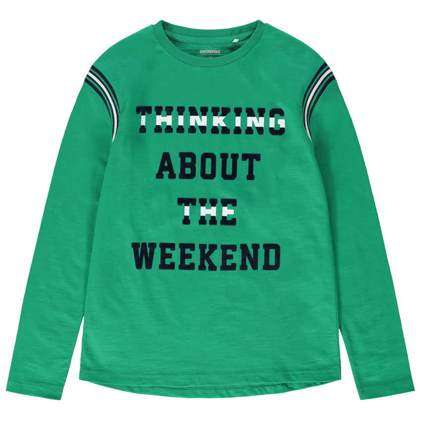 Júnior - Camiseta de punto de manga larga con mensaje estampado 