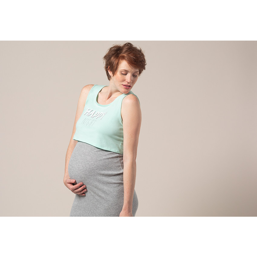 Camisón de premamá y lactancia con efecto 2 en 1 y mensaje estampado 