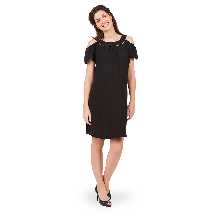 Vestido para embarazadas de crepé con hombros al aire 