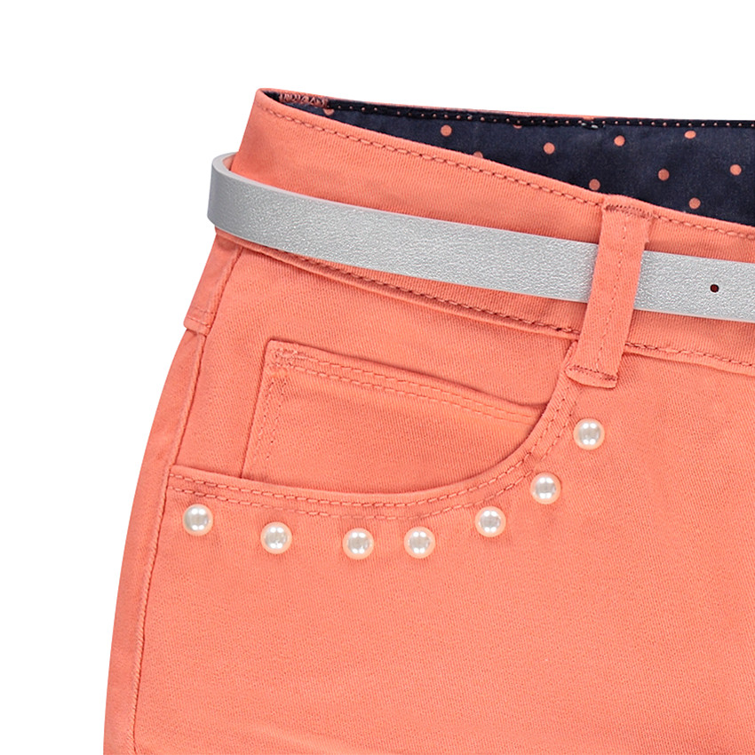 Júnior - Pantalón slim con efecto arrugado y piedrecitas de fantasía y cinturón 