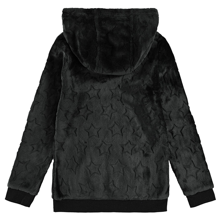 Sudadera con capucha de borreguillo y dibujo de relieve 