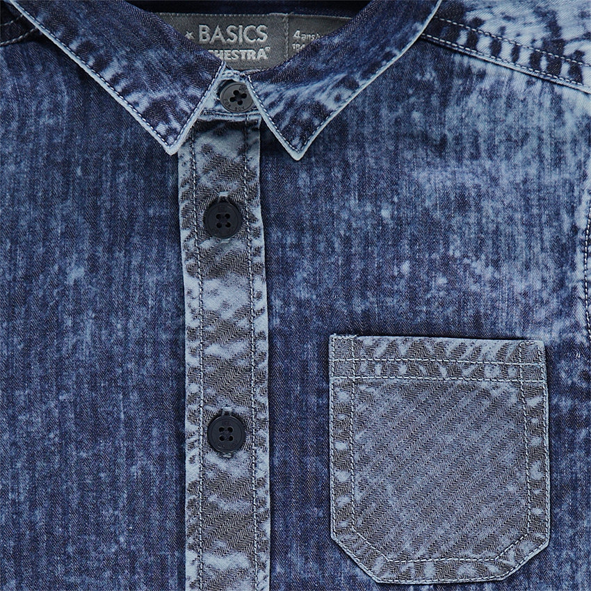 Camisa de manga larga con efecto vaquero lavado a rayas 