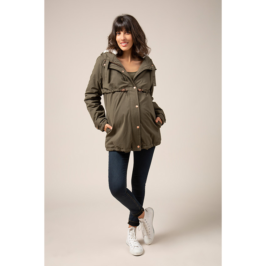 Parka de embarazo evolutiva con forro de sherpa 