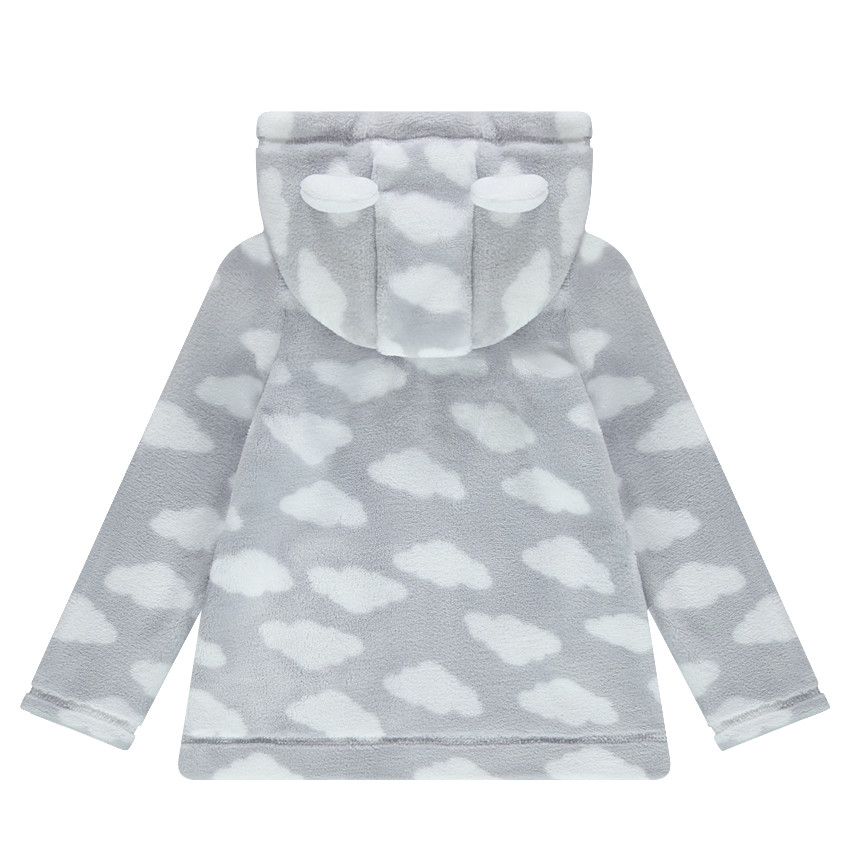 Chaqueta de borreguillo de estilo bata de cada con estampado de nubes 