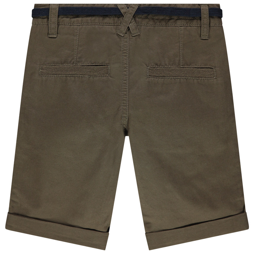 Bermudas de algodón lisas con cinturón ajustable 