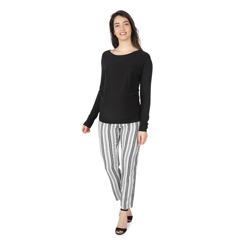 Pantalón de premamá 7/8 con rayas verticales 
