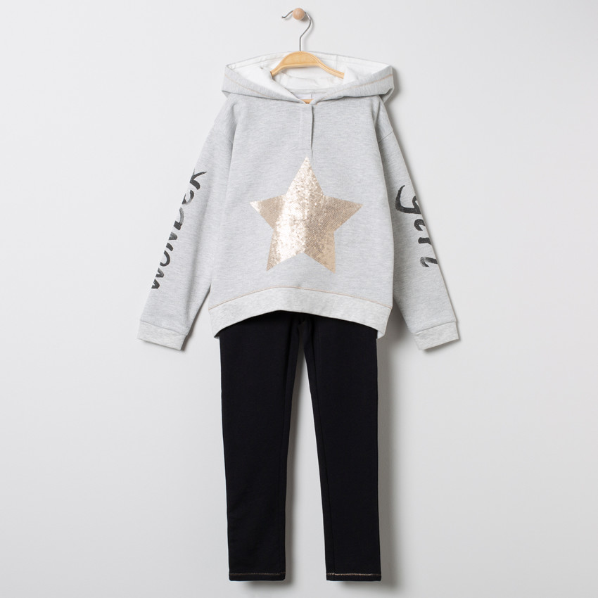 Jogging de felpa con sudadera motivo  estrella en lentejuelas  