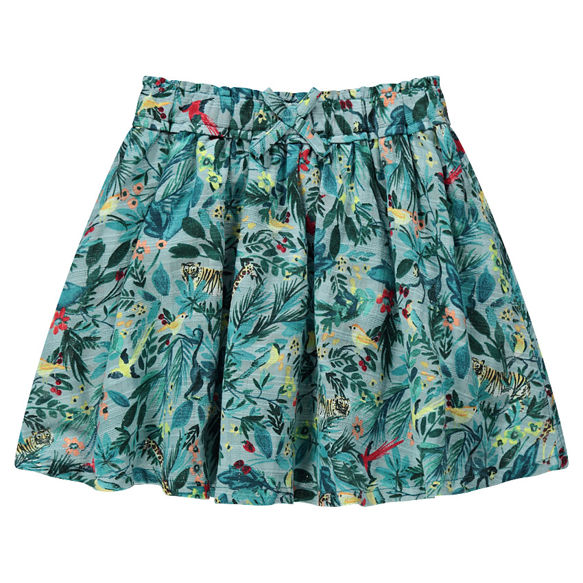 Falda con volantes y estampado tropical all over  Additional Falda con volantes y estampado tropical all over