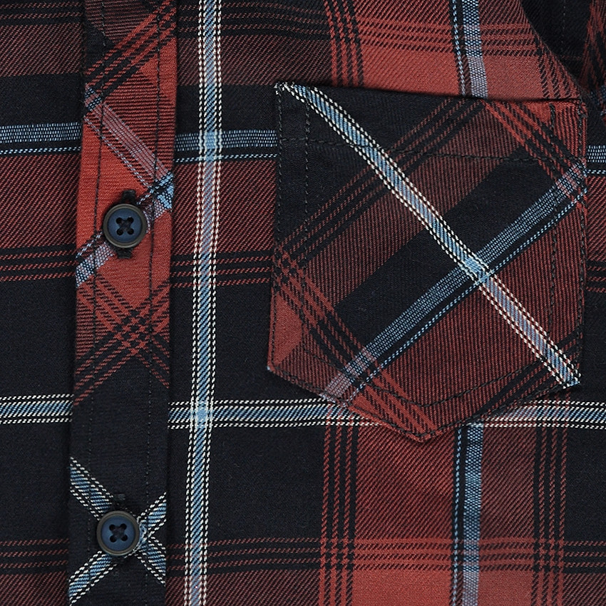 Camisa de manga larga de cuadros grandes con bolsillo 