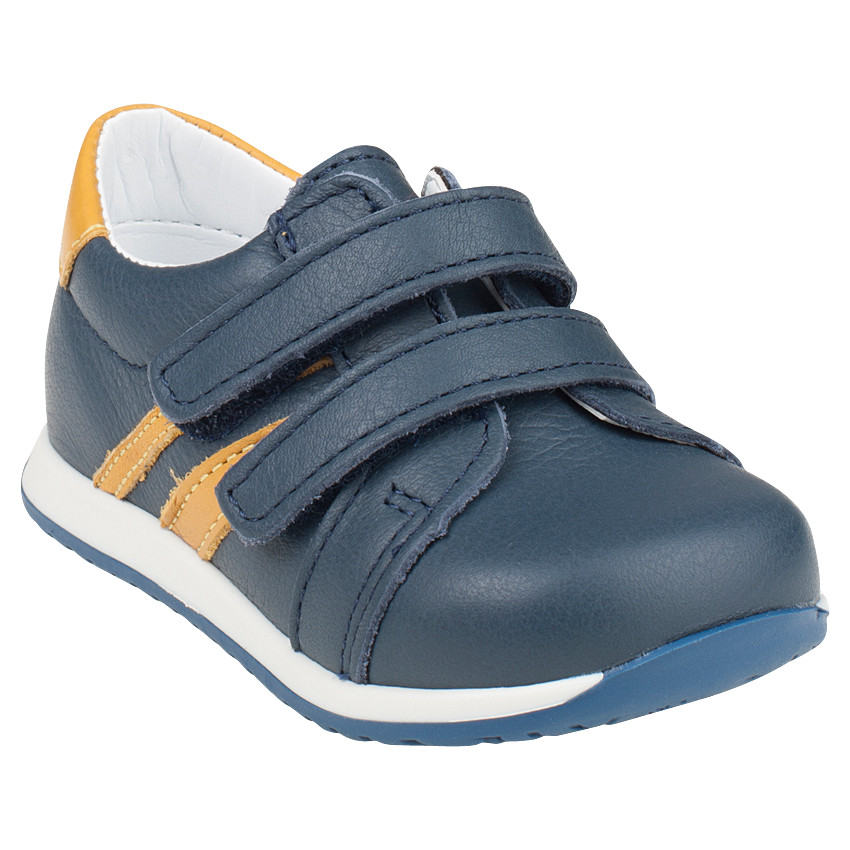 Zapatillas de deporte de caña baja con velcro de cuero bandas en contraste 