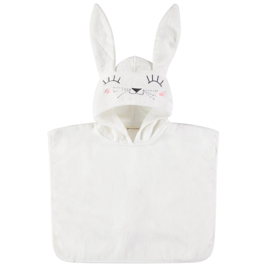 Poncho de baño motif lapin à capuche brodée  