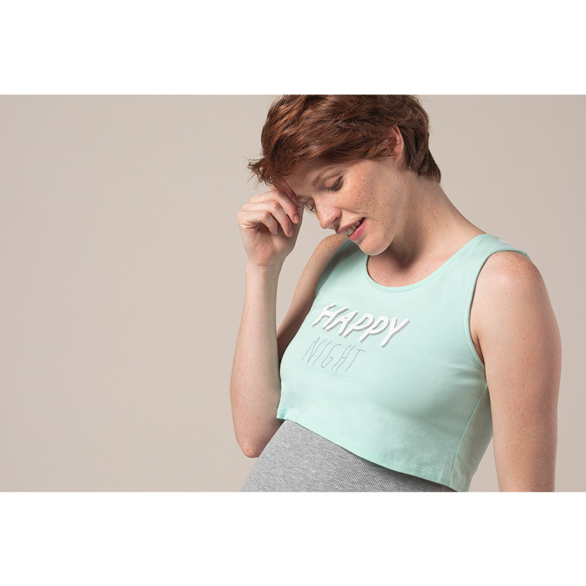 Camisón de premamá y lactancia con efecto 2 en 1 y mensaje estampado 