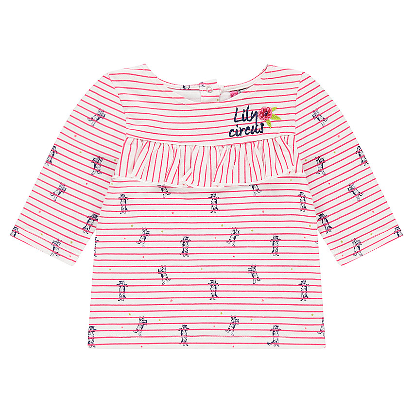 Marinera con volantes y rayas con estampado all over 