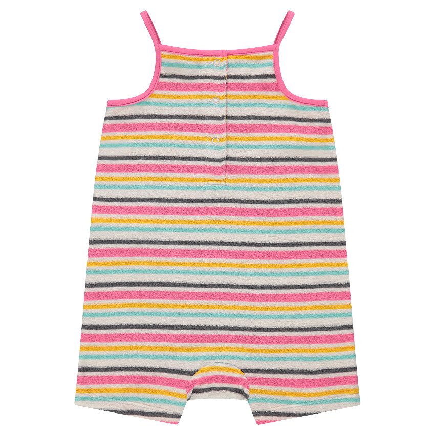 Combishort en coton éponge à rayures contrastées 