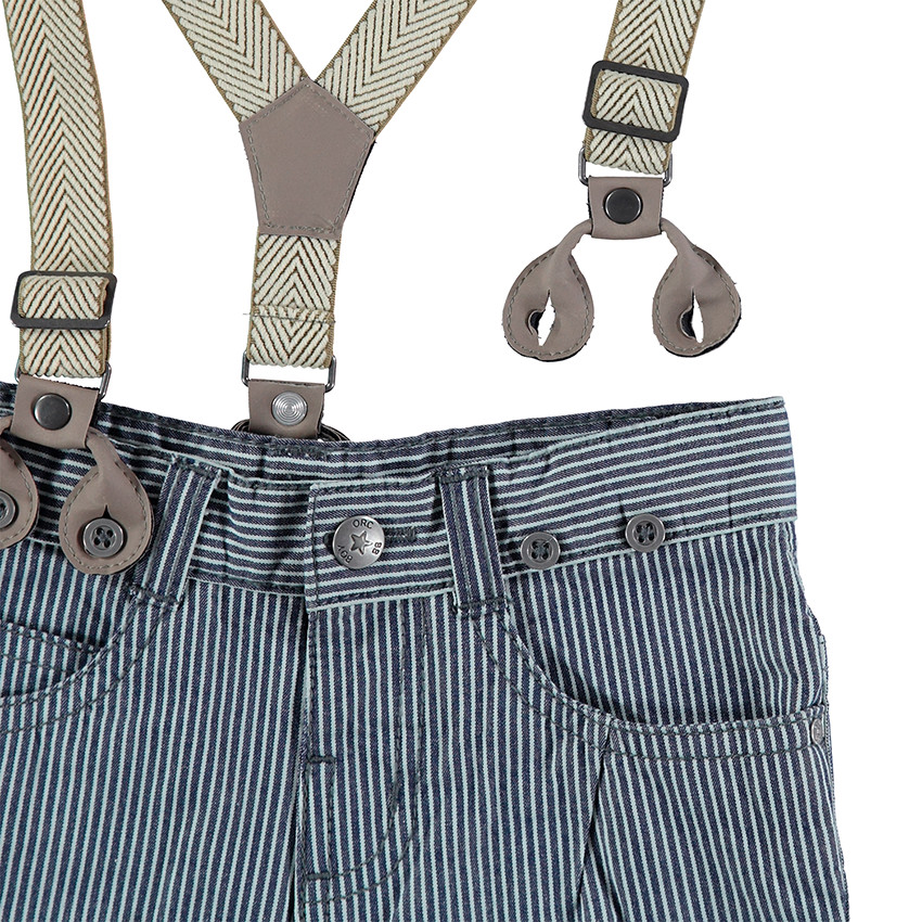 Bermudas de sarga con rayas y tirantes desmontables 