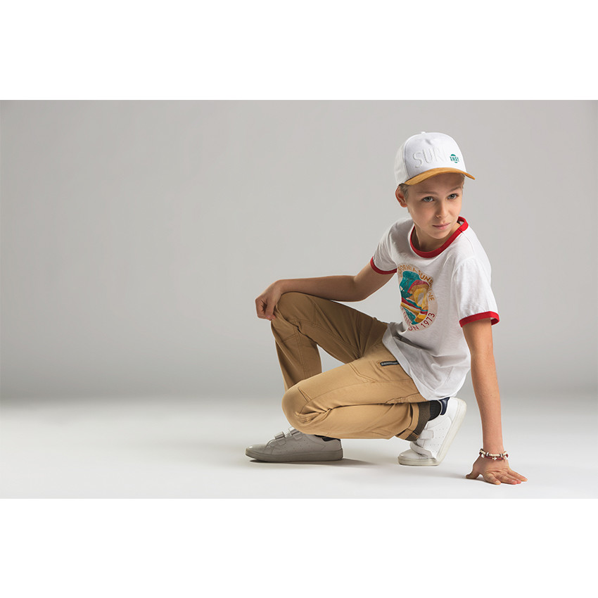 Gorra de sarga con visera efecto ante camel 