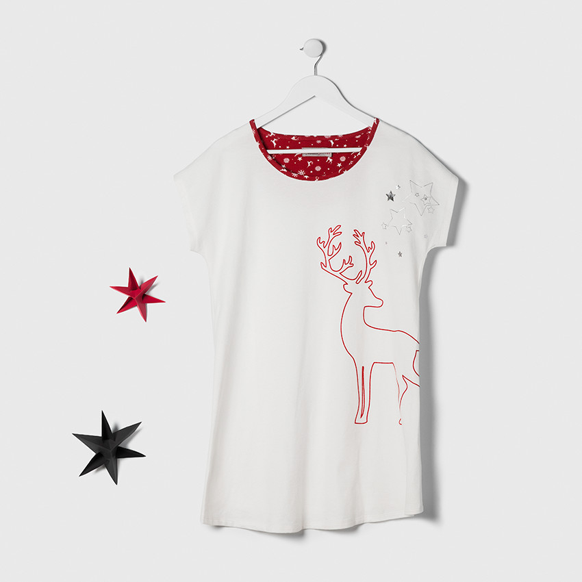 Camiseta para el embarazo largas con estampado con estrellas plateadas 
