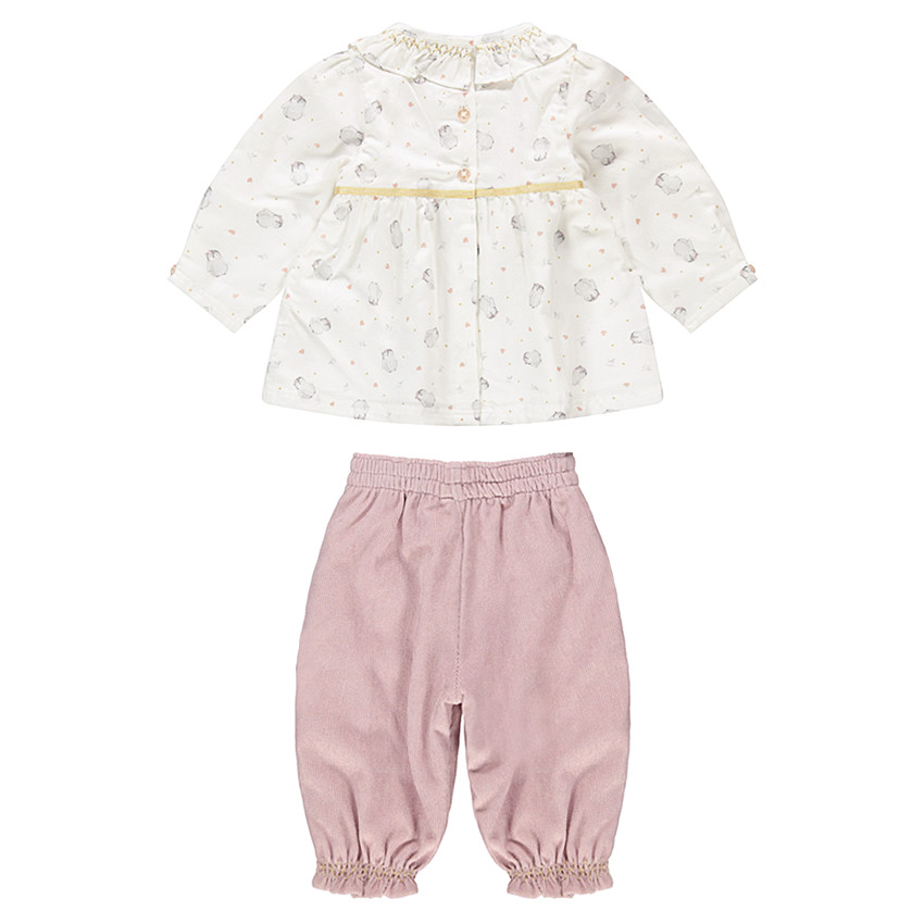 Conjunto de túnica con pingüinos all-over y pantalón de canalé con bolsillos 