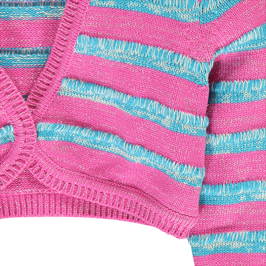 Chaleco manga larga de punto bicolor con rayas 