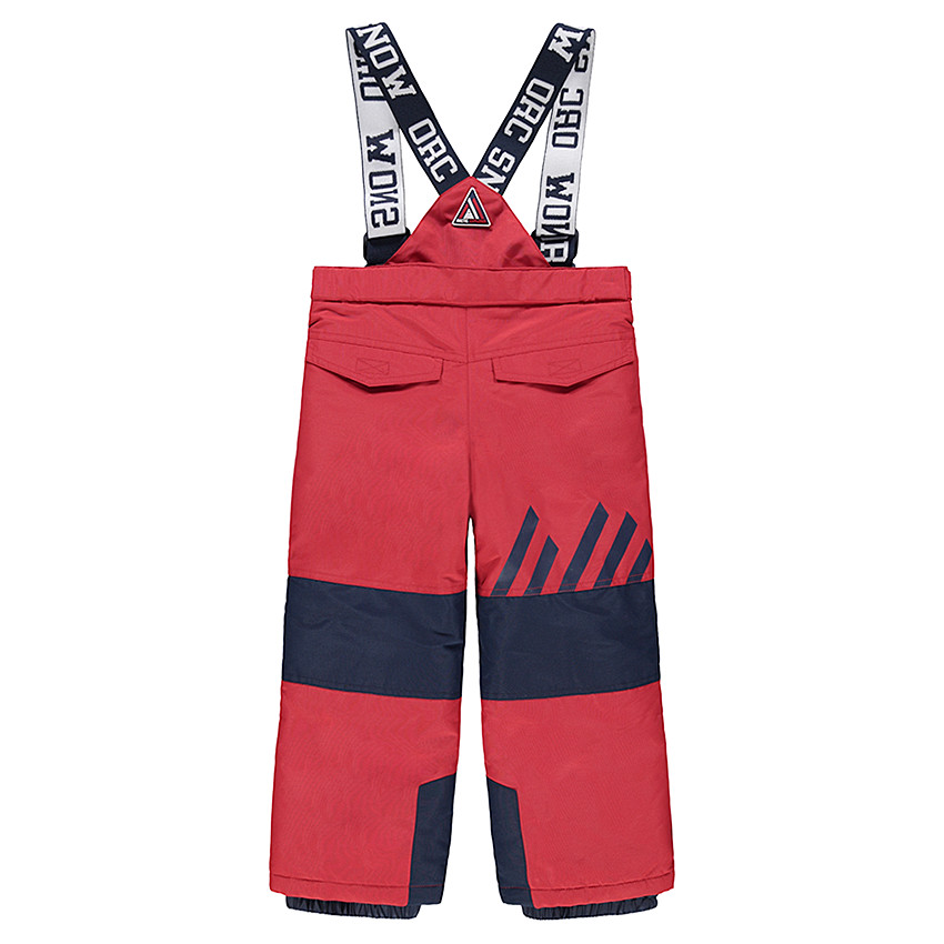 Pantalón de esquí rojo impermeable con tirantes desmontables 