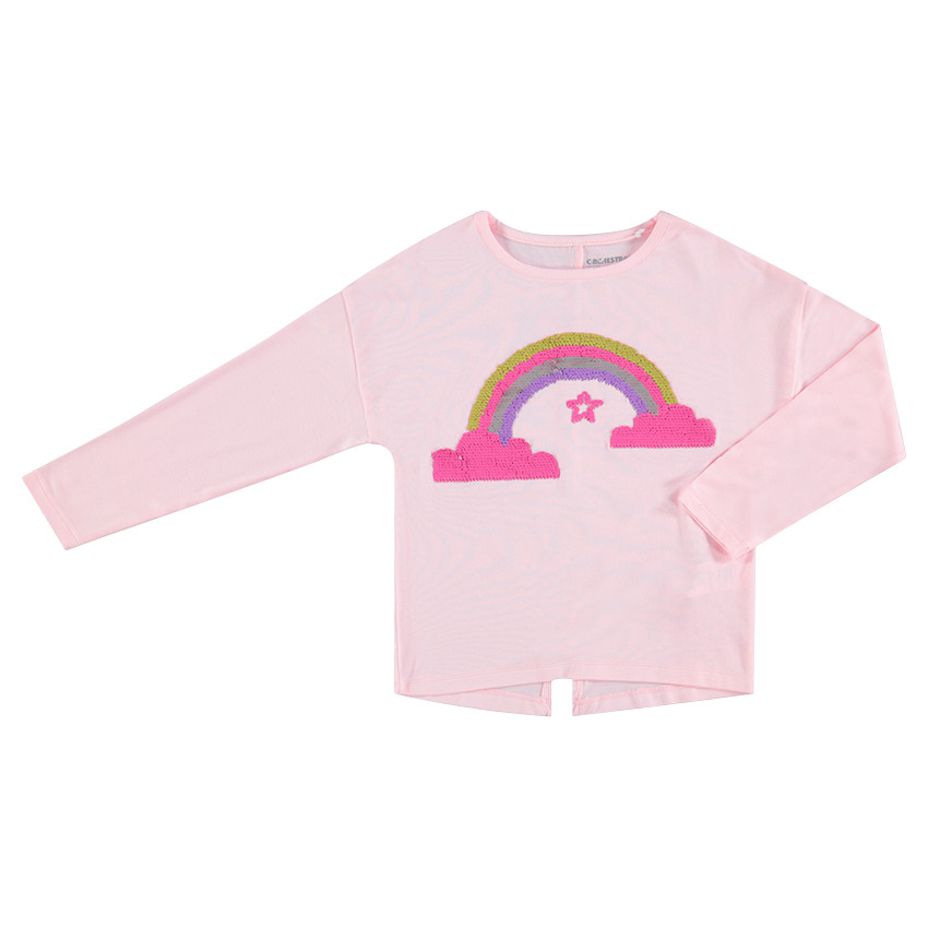 Camiseta de manga larga con arcoíris de lentejuelas mágicas 