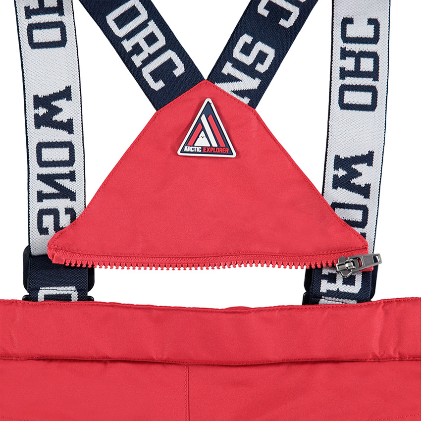 Pantalón de esquí rojo impermeable con tirantes desmontables 