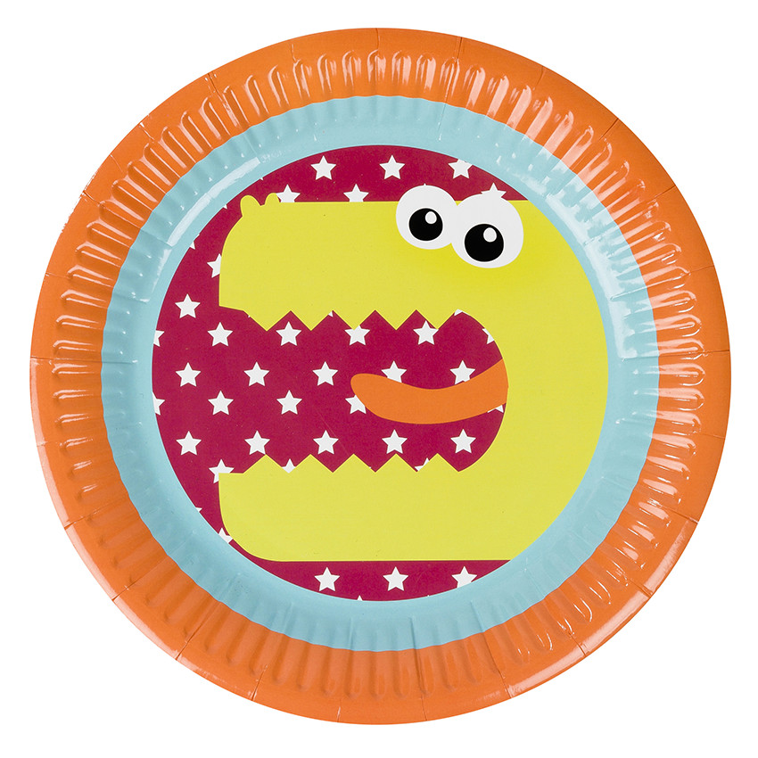 Juego de 10 platos de cumpleaños de cartón con dibujo de dragón 