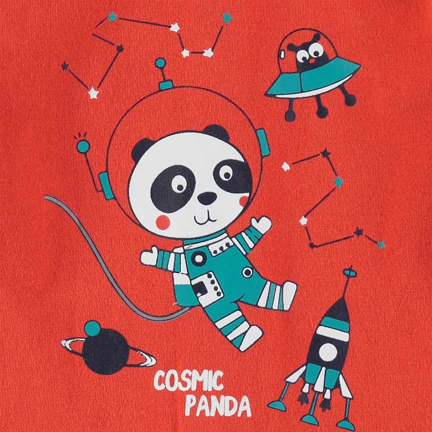Pijama de 3 piezas con camiseta con panda estampado, gorro y pantalón con estampados all over 