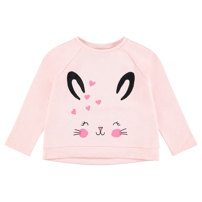 Sudadera de felpa con texto conejo estampado y detalles brillantes  Additional Sudadera de felpa con texto conejo estampado y detalles brillantes