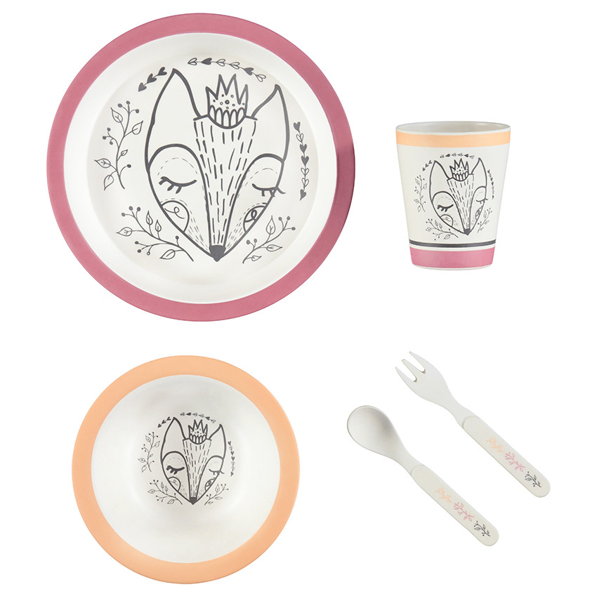 Conjunto para comer de bamboo 5 piezas - Zorro 