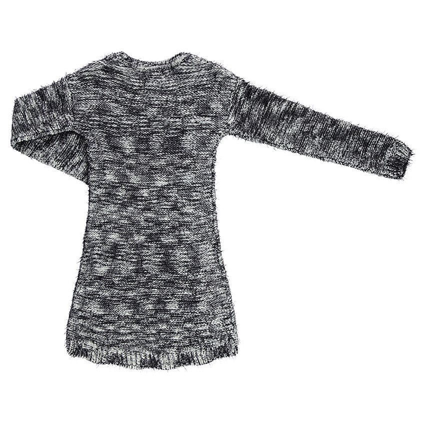 Júnior - Vestido de manga larga de punto mezclado con lazada cosida 