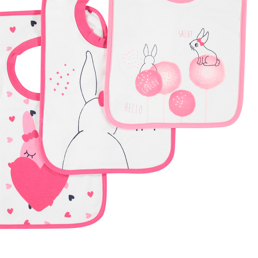 Lote de 3 baberos con estampado conejito 