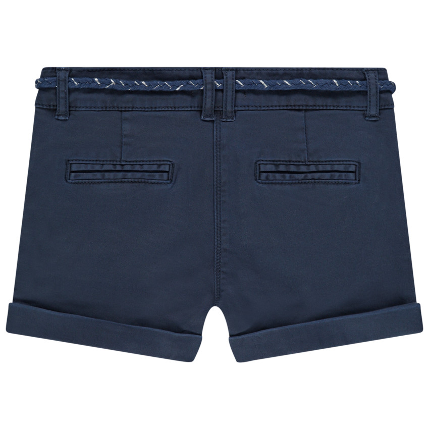Short en twill uni à ceinture tressée amovible 