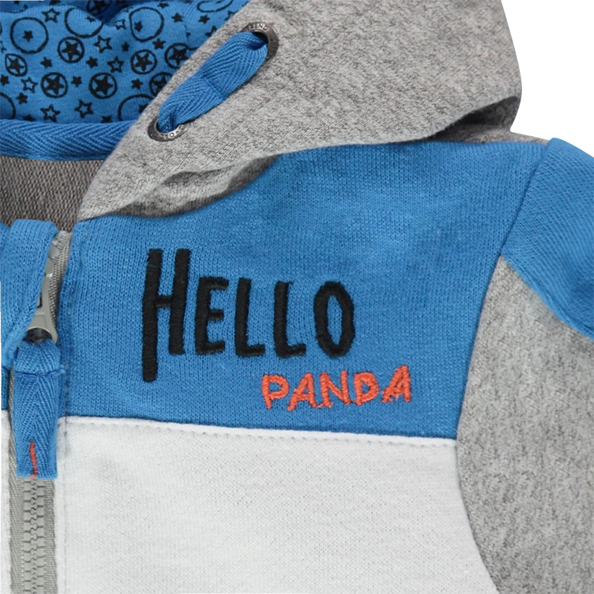 Chaqueta de felpa con capucha y bolsillos con forma de panda 