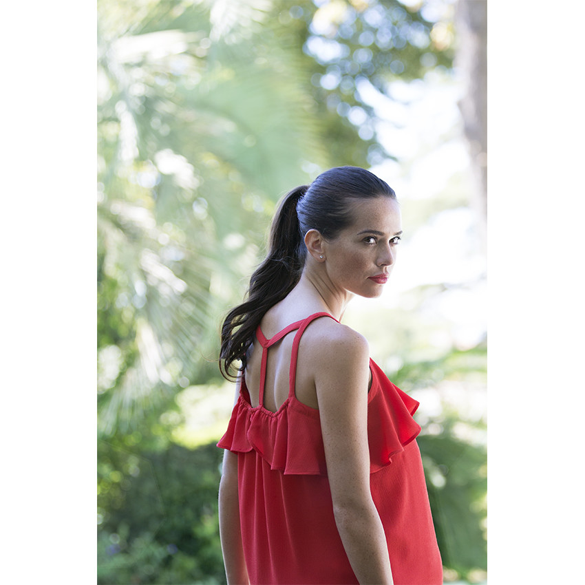 Vestido de embarazo con volantes y tirantes de fantasía 