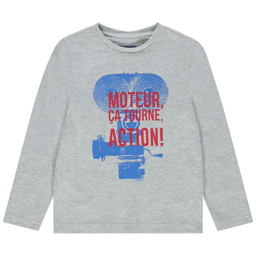 T-shirt manches longues en coton bio à motif fantaisie 