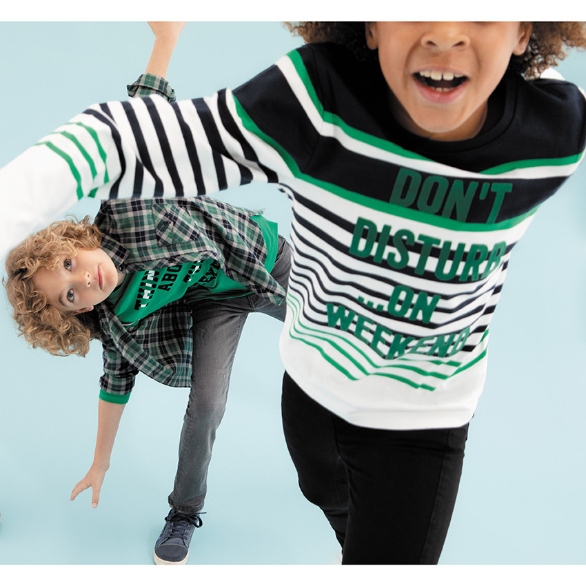 Júnior - Camiseta de punto de manga larga con mensaje estampado 