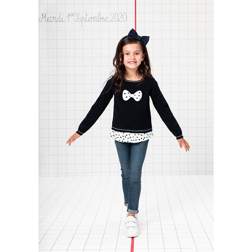 Jersey de punto efecto 2 en 1 con nudos bordados y lunares    Additional Jersey de punto efecto 2 en 1 con nudos bordados y lunares