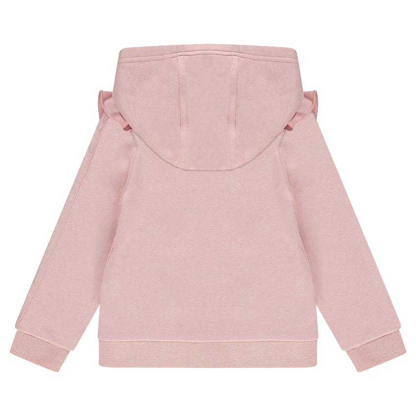 Chaqueta de felpa con capucha y volantes y dibujo de fantasía 