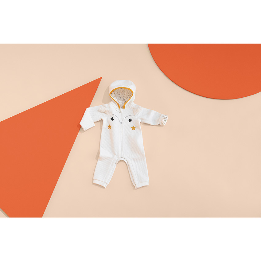 Mono largo con capucha de pelo falso 