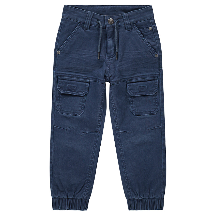 Pantalón teñido con bolsillos y tobillos elásticos 