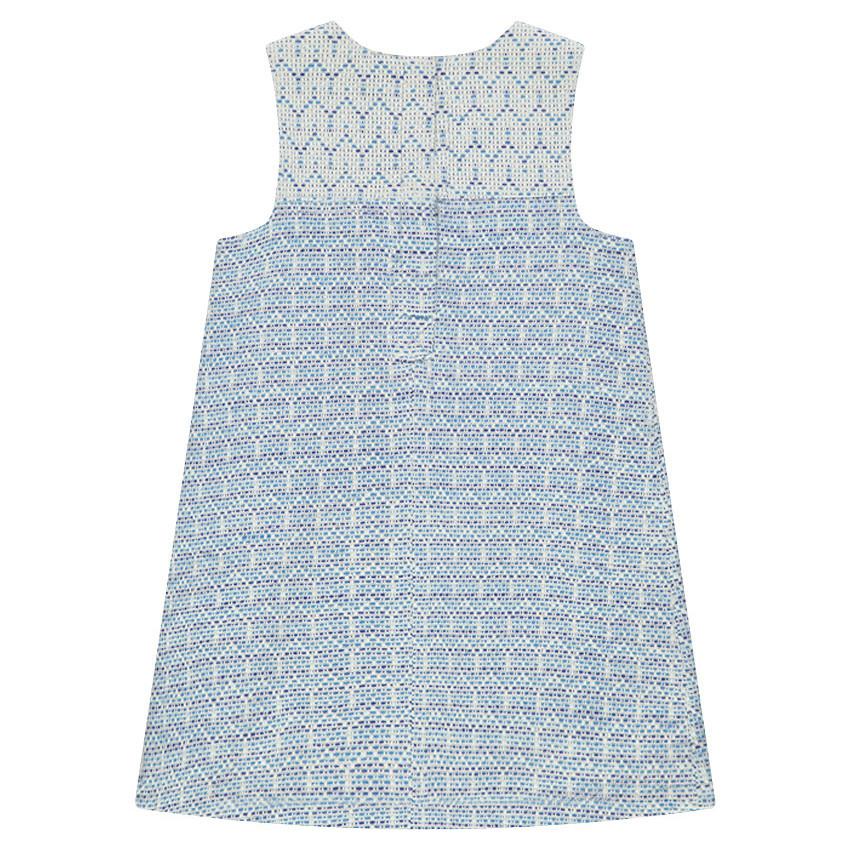 Vestido estampado de jacquard con flecos de fantasía 