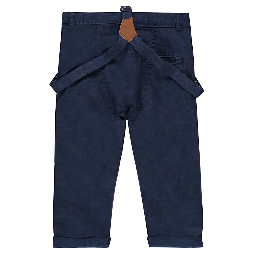 Pantalón recto con forro de punto y tirantes extraíbles 
