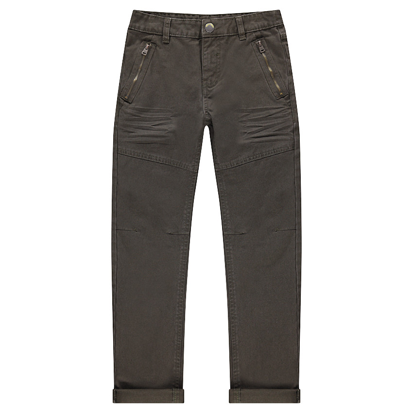 Pantalón caqui de algodón con bolsillos con cremallera 